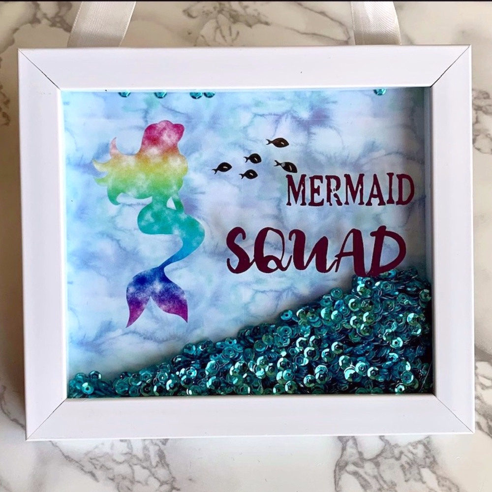 Mermaid Squad Shadow Box with Sequins